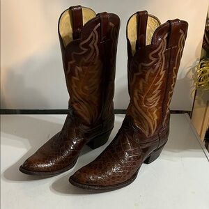 Men’s Justin Boots Dark Brown Alligator Western Boots,